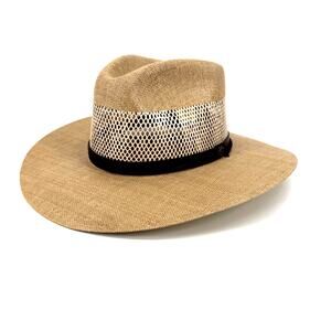 American Hat Makers Florence Tan- MD Men’s Wide Brim Straw Sun Hat Med Rodeo